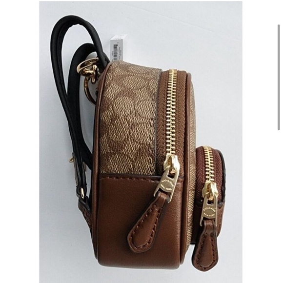 Coach Mini Court Backpack Bag Charm In Signature Canvas - Picture 3 of 4
